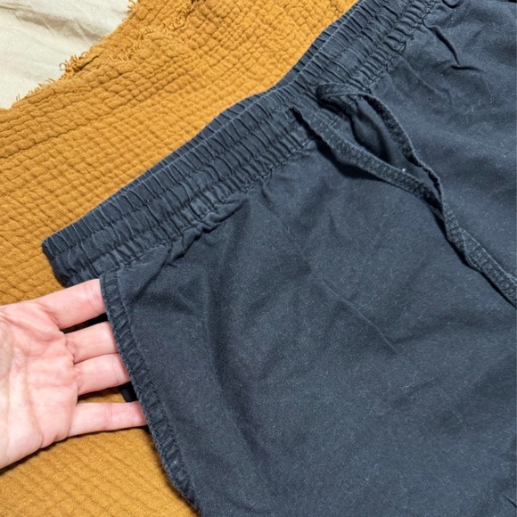 Black Linen Blend H&M Drawstring Pants - Picture 3 of 4